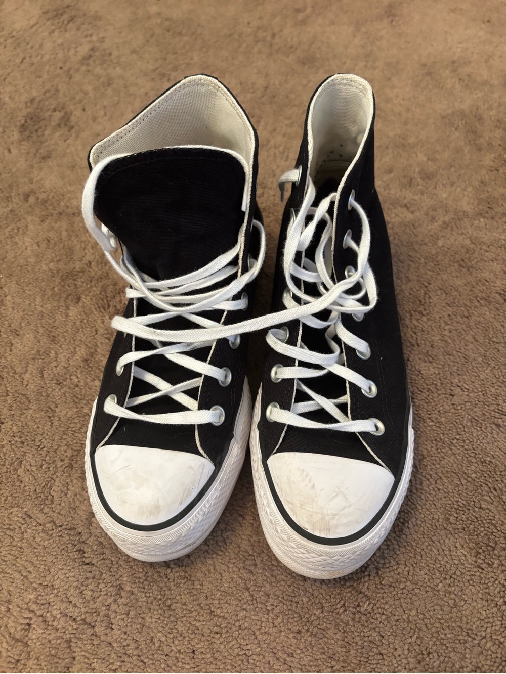 Converse Black and White High-Top Platform Sneakers